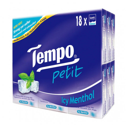 Tempo Petit Mini Pocket Hanky-Menthol 18 Packs