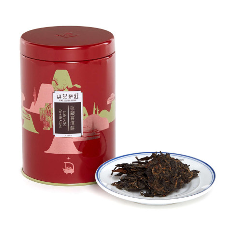 英記茶荘　缶入り茶葉　上等プーアル青餅　１５０ｇ