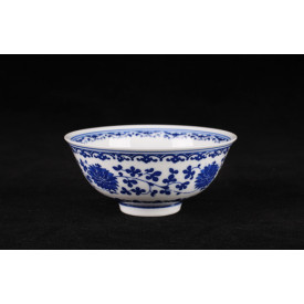 Blue & White China Lotus Curve Edge Bowl 3.5 inches