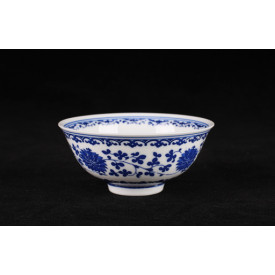 Blue & White China Lotus Curve Edge Bowl 5 inches