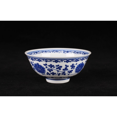 Blue & White China Lotus Curve Edge Bowl 7 inches