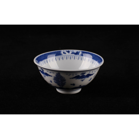 Blue & White China Mountains Curve Edge Bowl 3.5 inches