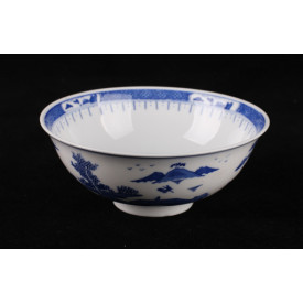 Blue & White China Mountains Curve Edge Bowl 6 inches