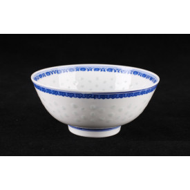 Blue & White China Translucent Dot Pattern Soup Bowl 7inches