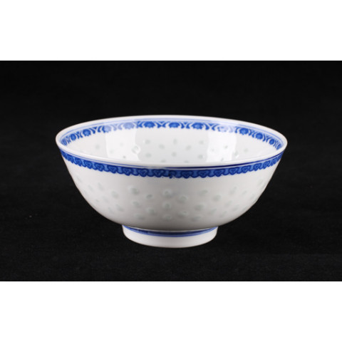 Blue & White China Translucent Dot Pattern Soup Bowl 7inches