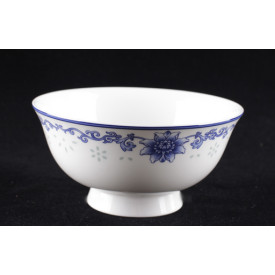 Blue & White China Lotus Translucent Pattern Curve Edge Bowl 6 inches