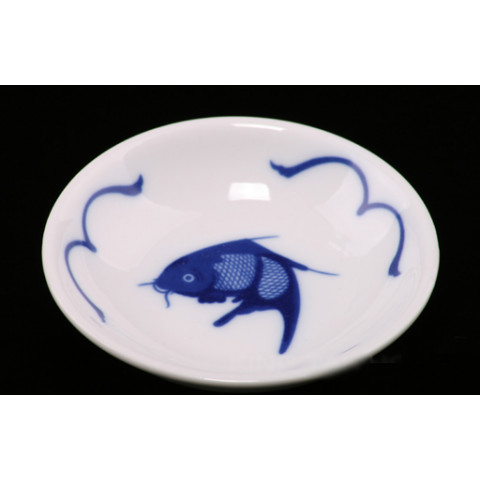 藍鯉魚豉油瓷碟 4吋