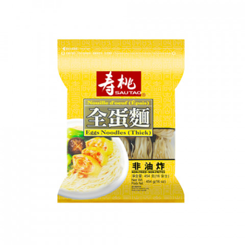 寿桃牌　袋麺　厚い卵麺（太麺）　４５４ｇ