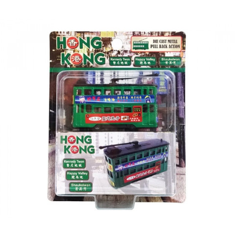 新興玩具　香港トラム（緑）　ミニ版　プルバック式