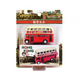 Sun Hing Toys Hong Kong Old Bus Red Color Mini Version with pull-back function