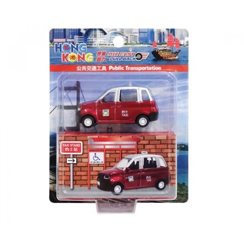 新興玩具　香港タクシー（レッド）　ミニ版　プルバック式