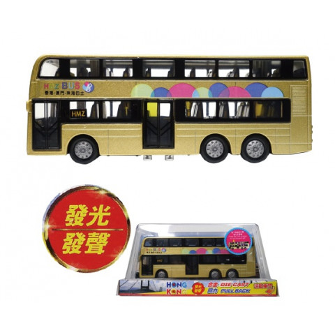 新興玩具　香港の２階建バス（港珠澳）　光る＆音声真似　９．５ｃｍ × ２０．５ｃｍ × ４．５ｃｍ