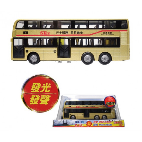 新興玩具　香港の２階建バス（ゴールド）　光る＆音声真似　９．５ｃｍ × ２０．５ｃｍ × ４．５ｃｍ