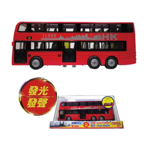 新興玩具　香港の２階建バス（レッド）　光る＆音声真似　９．５ｃｍ × ２０．５ｃｍ × ４．５ｃｍ