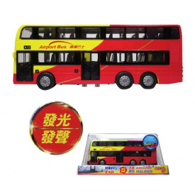 Sun Hing Toys Hong Kong Double Decker Bus Airport Bus Red and Yellow Color with Sound & Bright Flashing Light 9.5cm x 20.5cm x 4.5cm