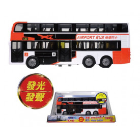 Sun Hing Toys Hong Kong Double Decker Bus Airport Bus White and Orange Color with Sound & Bright Flashing Light 9.5cm x 20.5cm x 4.5cm