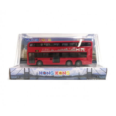 Sun Hing Toys Hong Kong Double Decker Bus Red Color 20cm x 5cm x 9cm