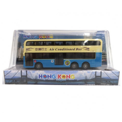 新興玩具　香港の２階建バス（ブルー、ホワイト）　２０ｃｍ × ９．５ｃｍ × ５．３ｃｍ