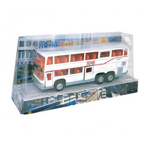 新興玩具　香港の２階建バス（ホワイト）　２０．５ｃｍ × ９．５ｃｍ × ５．５ｃｍ