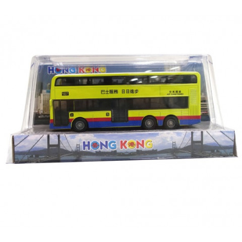 新興玩具　香港の２階建バス（イエロー）　２０．５ｃｍ × ９．５ｃｍ × ５．５ｃｍ