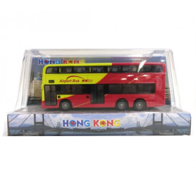 Sun Hing Toys Hong Kong Double Decker Bus Airport Bus Red and Yellow Color 20.5cm x 9.5cm x 5.5cm