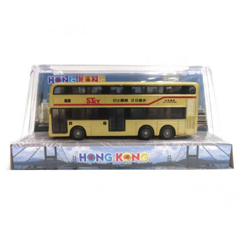 Sun Hing Toys Hong Kong Double Decker Bus Gold Color 20.5cm x 9.5cm x 5.5cm