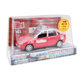 Sun Hing Toys Hong Kong Taxi Red Color with Sound & Bright Flashing Light 6.7cm x 6.4cm x 9.3cm