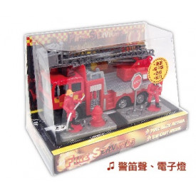 Sun Hing Toys Fire Truck with Staff with Sound & Bright Flashing Light 18.3cm x 9.7cm x 11.8cm