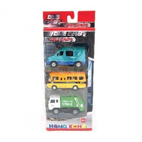 Sun Hing Toys Commercial Vehicle with pull-back function 3 Cars