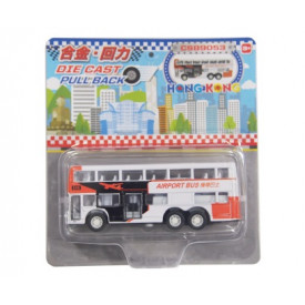 Sun Hing Toys Hong Kong Double Decker Bus Airport Bus White and Orange Color Mini Version