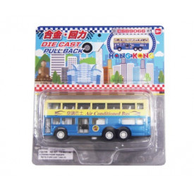 Sun Hing Toys Hong Kong Double Decker Bus White and Blue Color Mini Version