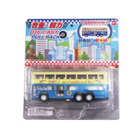 新興玩具　香港の２階建バス（ブルー、ホワイト）　ミニ版
