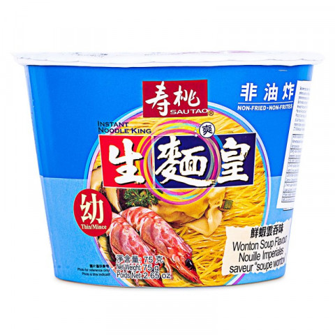 Sau Tao Instant Noodle King Thin Noodle Wonton Soup Flavour 75g x 4 bowls