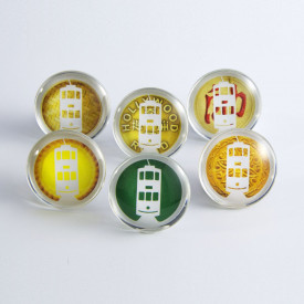 HK Tramways Glass Magnets Set of 6 Magnets