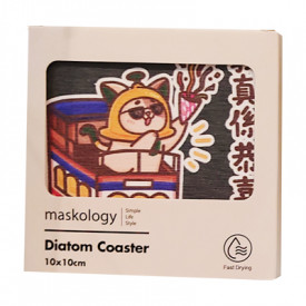 HK Tramways Diatom Coaster Ding Ding Cat Congratulations
