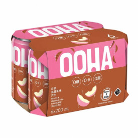 OOHA Sparkling Water Peach and Oolong Tea Flavoured 200ml x 6 cans
