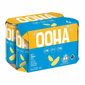 OOHA Sparkling Water Yuzu and Sea Salt Flavoured 200ml x 6 cans