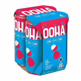 OOHA Sparkling Water Lychee Lactic Flavoured 330ml x 4 cans