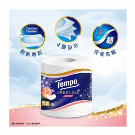 Tempo Prestige Bathroom Tissue 4 ply Peach 4 rolls