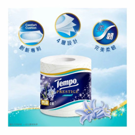 Tempo Prestige Bathroom Tissue 4 ply Bluebell 4 rolls