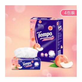 Tempo Facial Tissue Soft Pack 4 ply Peach 4 packs