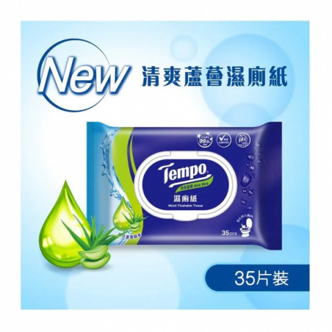 Tempo Moist Flushable Tissue Aloe Vera 35 pieces