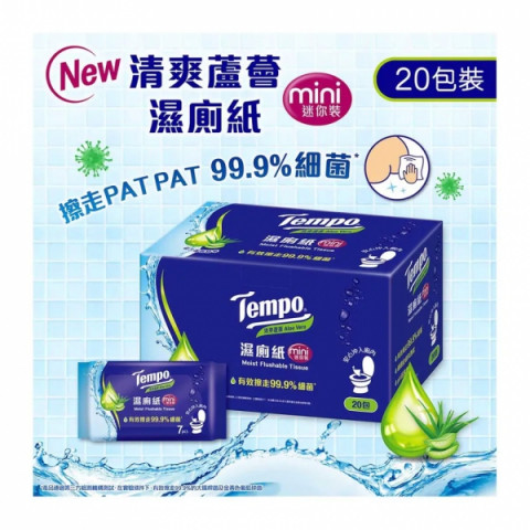 Tempo 得寶 濕紙巾 迷你裝 清爽蘆薈 20包