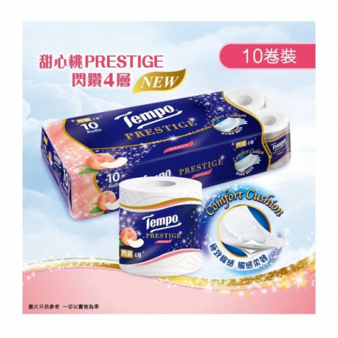 Tempo Prestige Bathroom Tissue 4 ply Peach 10 rolls