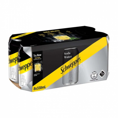 Schweppes Soda Water 330ml x 8 cans
