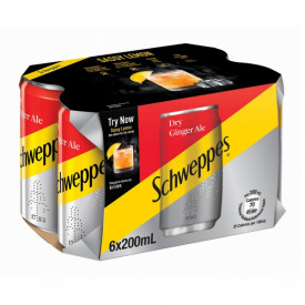 Schweppes Dry Ginger Ale Soda Mini Can 200ml x 6 cans