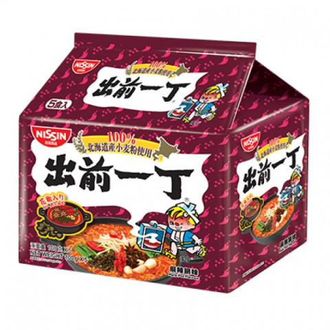 日清　即席麺　出前一丁　北海道産小麦粉使用　麻辣風味　１００ｇ × ５袋