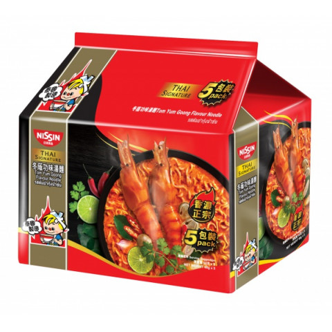 Nissin Thai Signature Tom Yum Goong Flavour Noodle Soup 68g x 5 packs