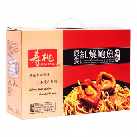 壽桃牌 原隻紅燒鮑魚撈麵禮盒 125克 x 4個