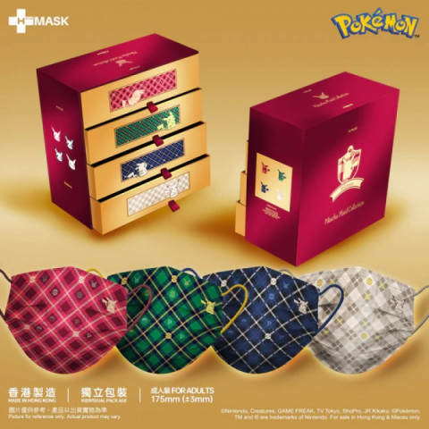 H-PLUS Pokémon 格子花紋口罩禮盒 成人 獨立包裝 4款 x 15個